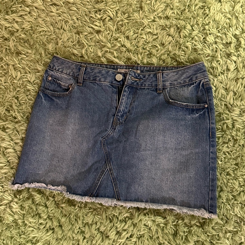 Refuge Frayed Hem Denim Mini Skirt